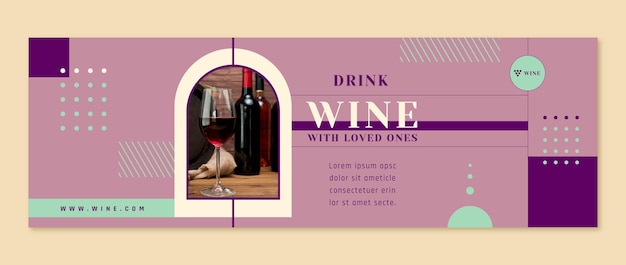 Wine party flat twitter header