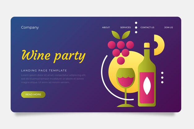 Wine party gradient landing page