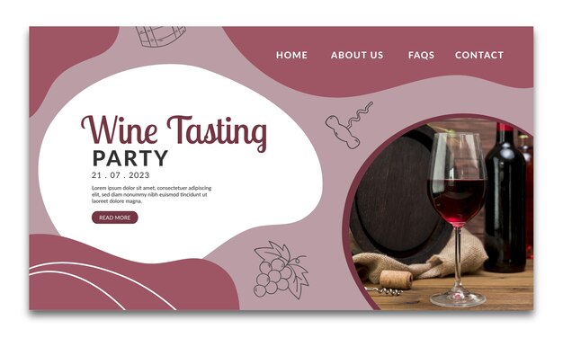 Wine party hand drawn landing page