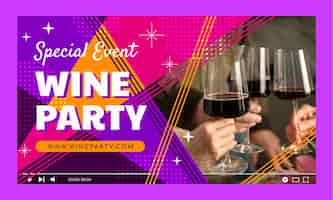 Free vector wine party social media pack youtube thumbnail