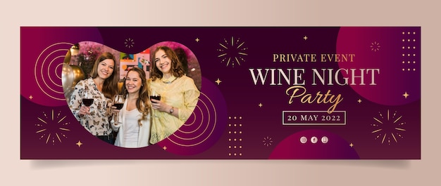 Free vector wine party twitter header
