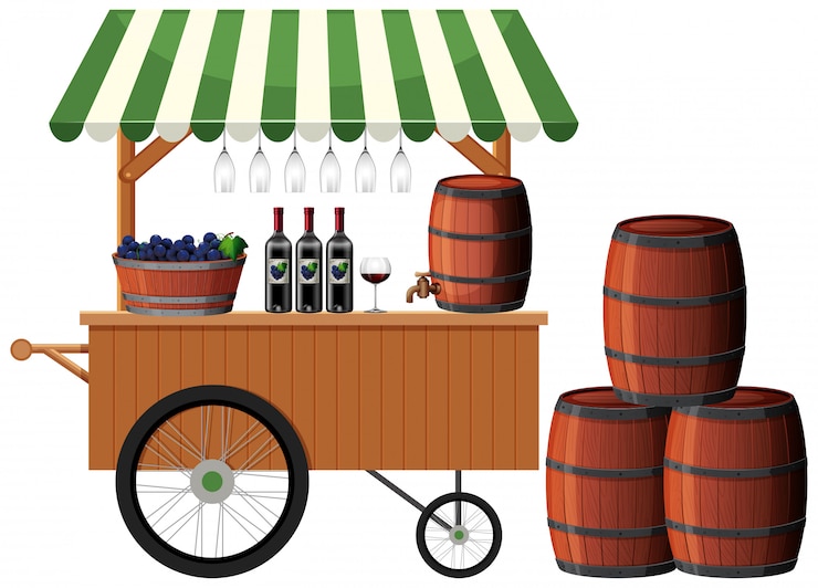 Free Vector a wine shop stall