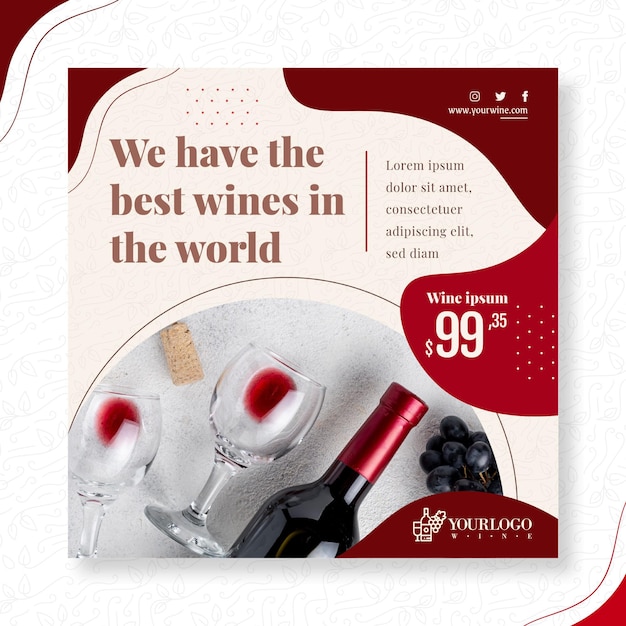 Wine squared flyer template