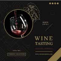 Free vector wine tasting ad square flyer template