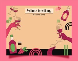 Бесплатное векторное изображение Шаблон фотосессии с дегустацией вин и виноградником