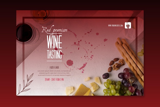 Vettore gratuito banner modello di degustazione di vini