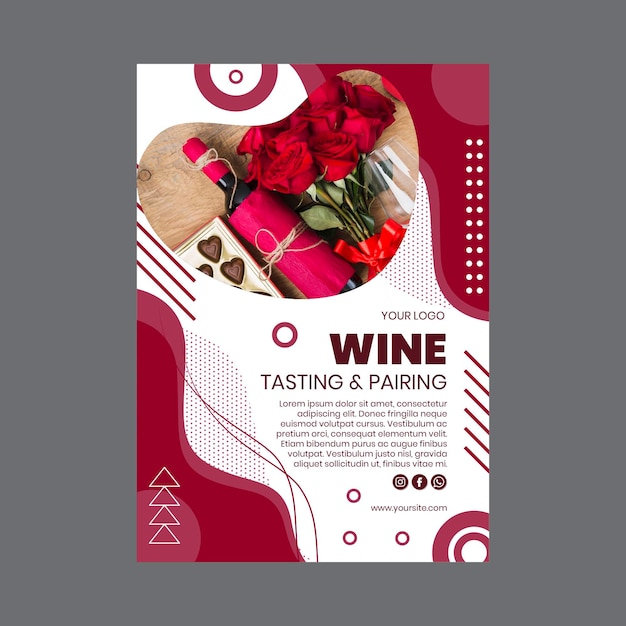 Wine tasting vertical flyer template