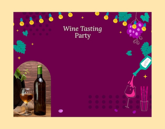 Free vector wine tasting and vineyard photocall template