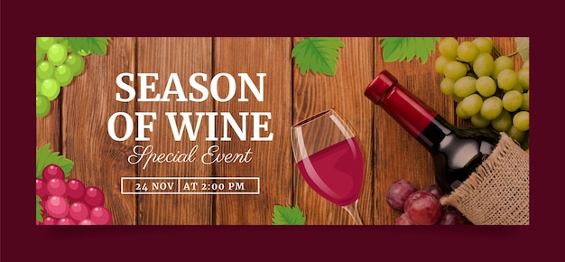Free vector wine tasting and vineyard social media cover template