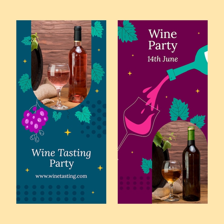 मुफ़्त वेक्टर wine tasting and vineyard vertical banners set