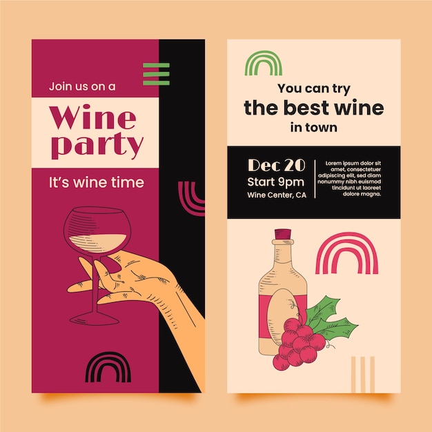 Free vector wine tasting and vineyard vertical banners set