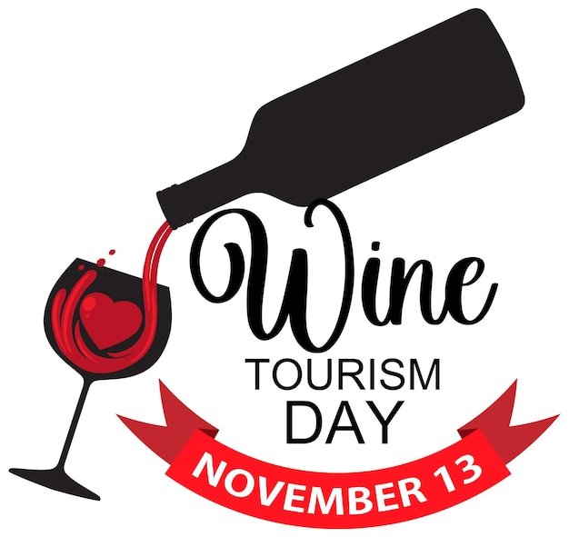 Free vector wine tourism day font logo design