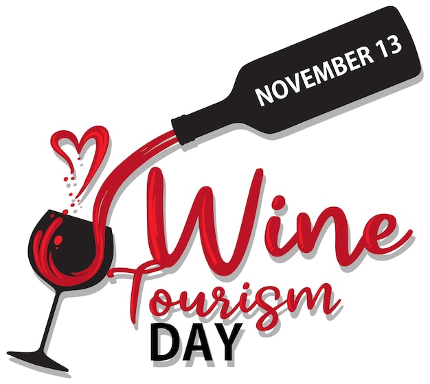 Free vector wine tourism day font logo design