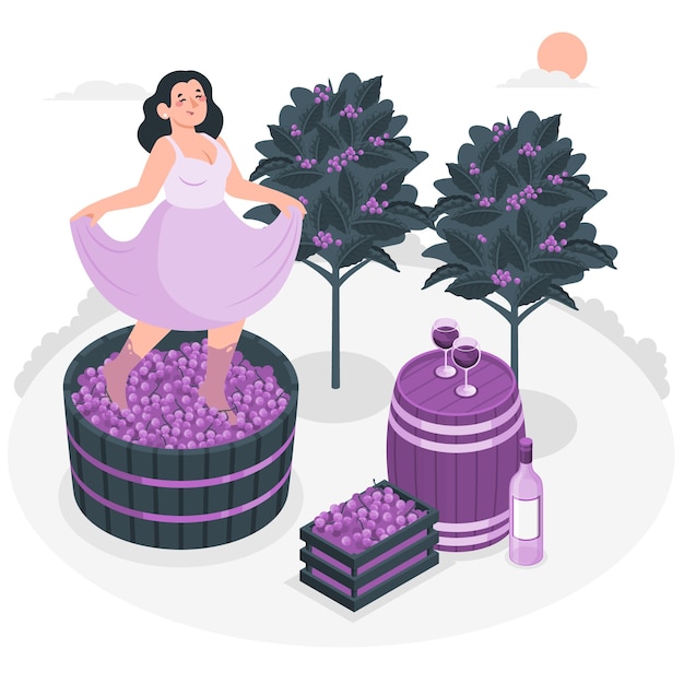 Бесплатное векторное изображение Иллюстрация концепции традиционного производства вина
