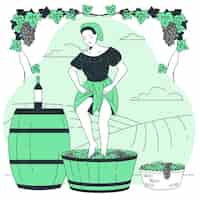 Vettore gratuito illustrazione del concetto di produzione tradizionale del vino