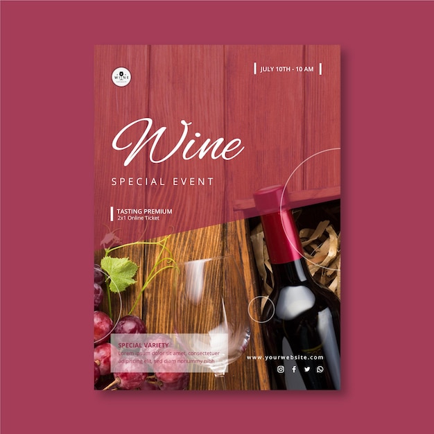 Wine vertical flyer template