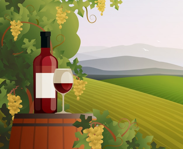 Free vector wine and vineyard