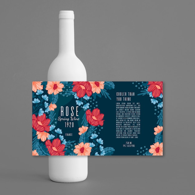 Free vector wine with floral design beverage ad
