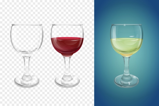 Wineglass 3D иллюстрации реалистичной посуды для вина.