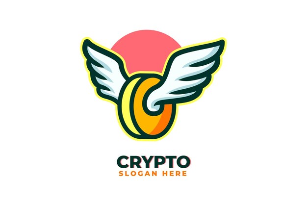 Free vector wing crypto skull mascot logo