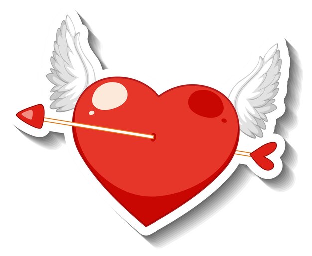 날개 달린된 심장 피어 싱 화살표 만화 스티커
