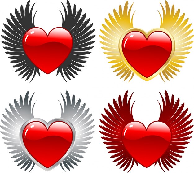 Free vector winged hearts