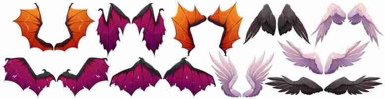 Free vector wings of demon and angel halloween collection