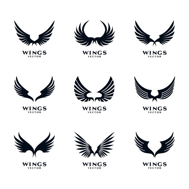 Download Free Wings Icon Logo Template Vector Set Premium Vector Use our free logo maker to create a logo and build your brand. Put your logo on business cards, promotional products, or your website for brand visibility.