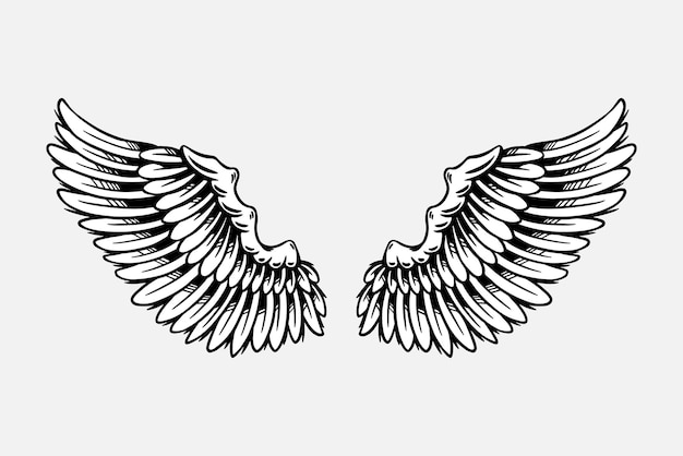 Wings outline sticker overlay vector