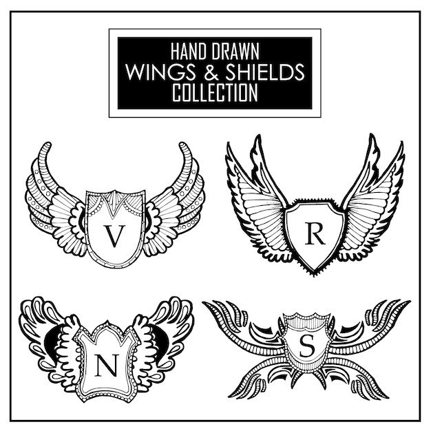 Free vector wings and shield collection