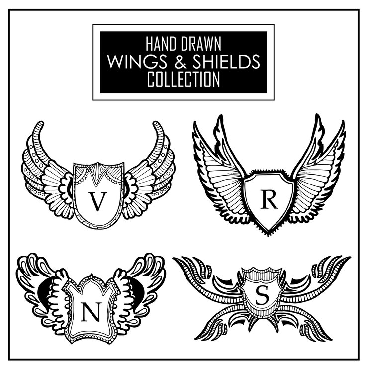 Free Vector wings and shield collection