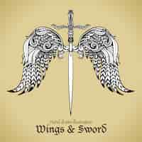 Free vector wings and sword