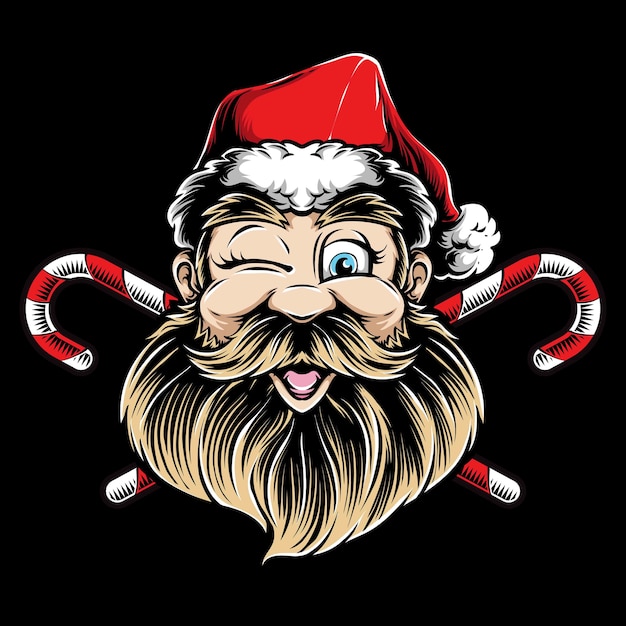 Winking santa head  logo