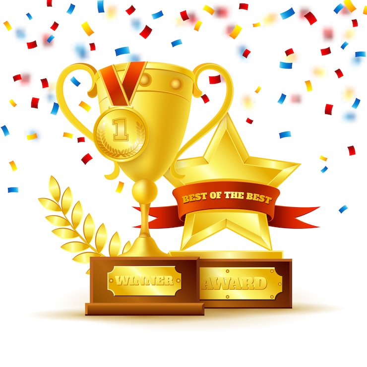 मुफ़्त वेक्टर winner cup with gold medal concept