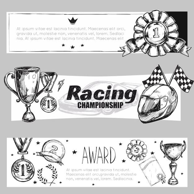 Free vector winner medal banner set