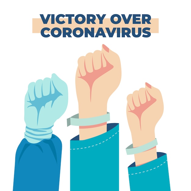 Free vector winning against the coronavirus together
