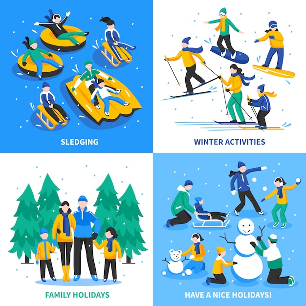 Free vector winter activity 2x2 concept