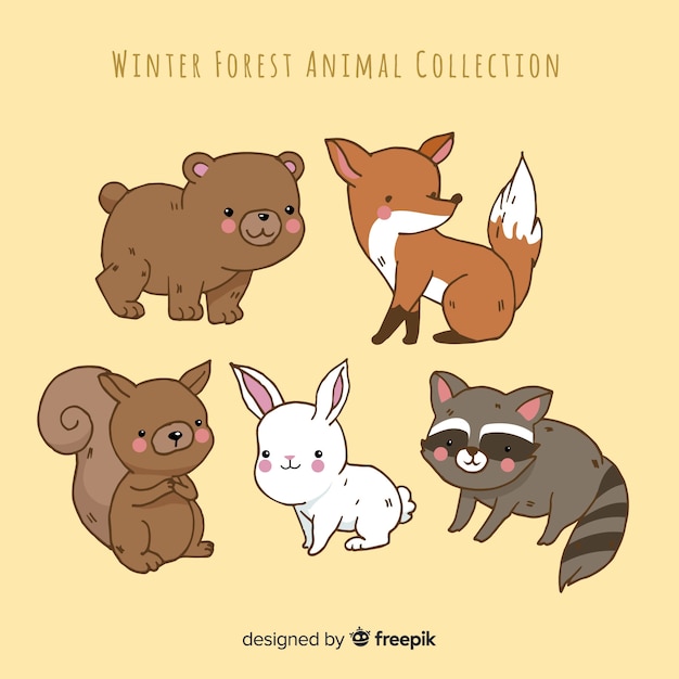 Free vector winter animal collection