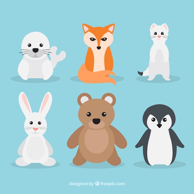 Winter animal set of six
