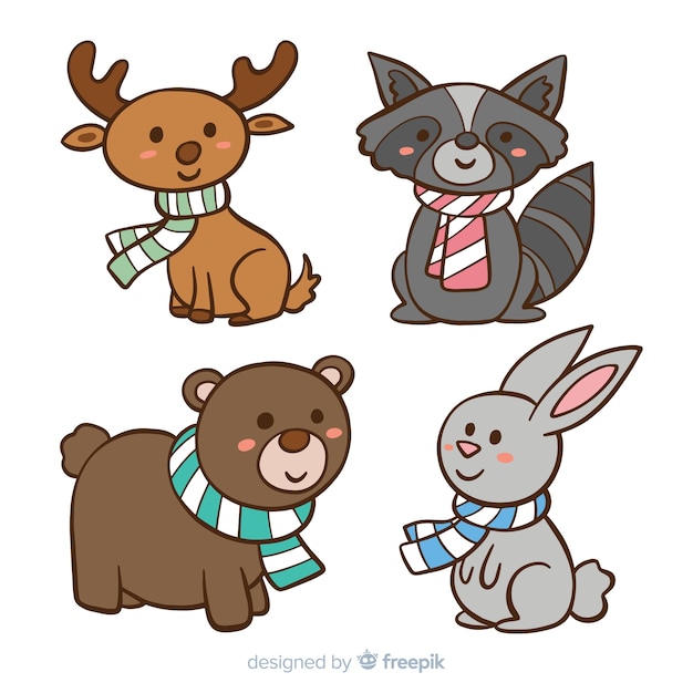 Winter animals collection