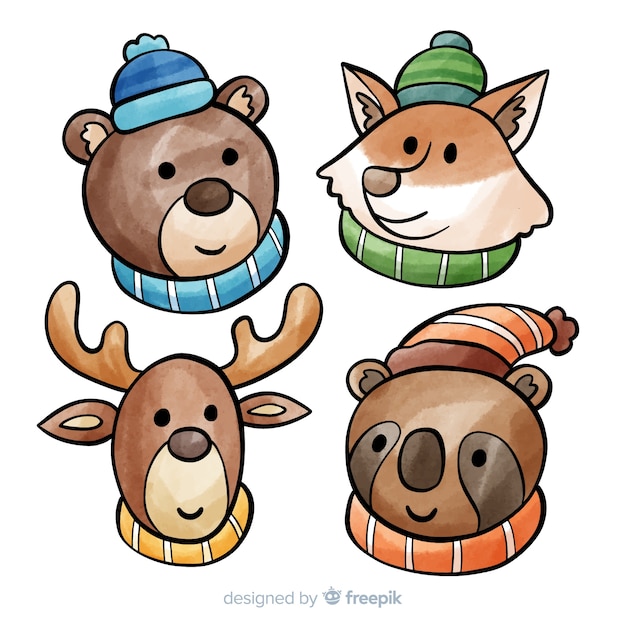 Winter animals collection