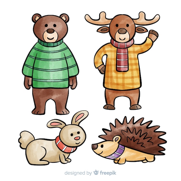 Winter animals collection