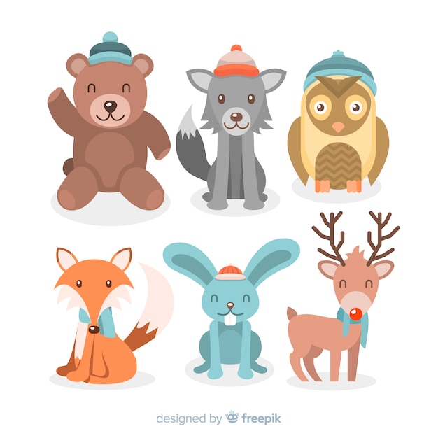 Free vector winter animals collection