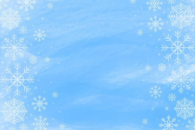 Free vector winter background in blue watercolor with empty space