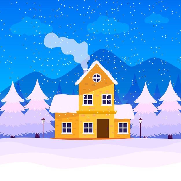 Free vector winter background concept in flat design