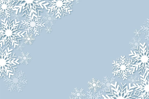 Winter background in paper style with empty space