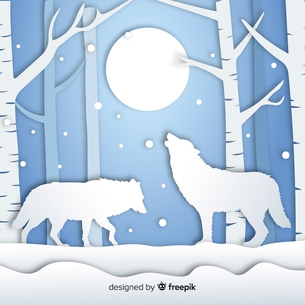 Free vector winter background in paper style