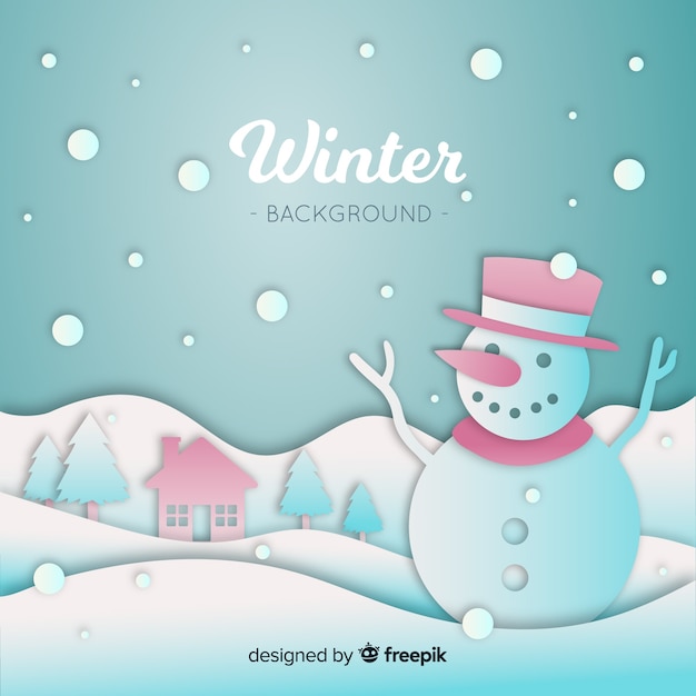 Free vector winter background in paper style