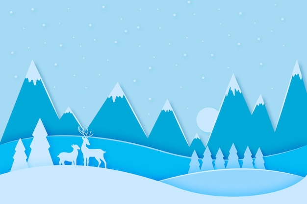 Winter background in paper style