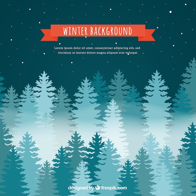 Бесплатное векторное изображение Зимний фон с лесом